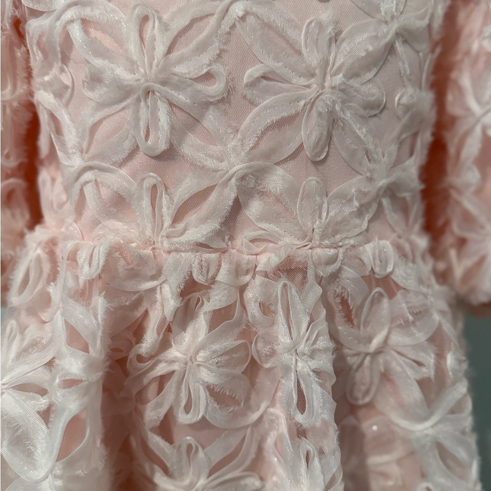 Jessica Simpson Girls Pink Lace Dress w/ Bow & Matching Headband - Picture 4 of 6